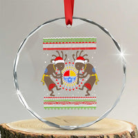 Funny Christmas Native American Crystal Glass Ornament Santa Kokopeli Medicine Wheel TS11