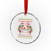 Funny Christmas Native American Crystal Glass Ornament Santa Kokopeli Medicine Wheel TS11