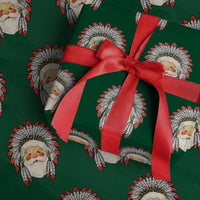Funny Christmas Native American Indian Santa War Bonnet Wrapping Paper Roll - Wonder Print Shop