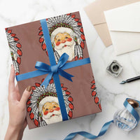 Funny Christmas Native American Indian Santa War Bonnet Wrapping Paper Roll - Wonder Print Shop