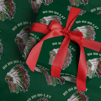 Funny Christmas Native American Wrapping Paper Roll Ho Ho Ho Lay Vintage War Bonnet - Wonder Print Shop
