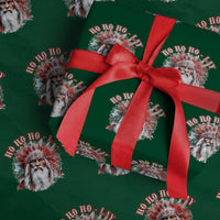 Funny Christmas Native American Wrapping Paper Roll Ho Ho Lay War Bonnet Santa Indian Tribes - Wonder Print Shop