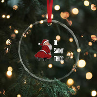 Funny Christmas Naughty Santa Crystal Glass Ornament Ol' Saint Thicc Kiss My Ass TS11