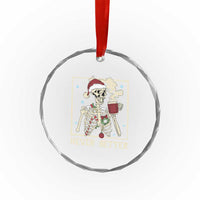 Funny Christmas Never Better Crystal Glass Ornament Skeleton Drinking Coffee - Wonder Print Shop