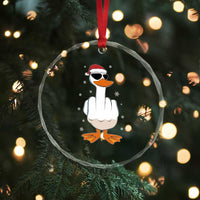 Funny Christmas Offensive Rude Duck Crystal Glass Ornament I Dont Give A Duck Middle Finger Xmas - Wonder Print Shop
