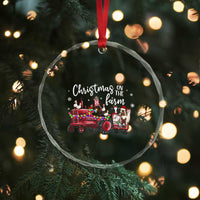 Funny Christmas On The Farm Crystal Glass Ornament Vintage Red Tractor Livestock - Wonder Print Shop