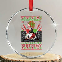 Funny Christmas Party DJ Jesus Crystal Glass Ornament We Gonna Party Like It's My Birthday TS09