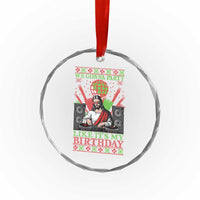 Funny Christmas Party DJ Jesus Crystal Glass Ornament We Gonna Party Like It's My Birthday TS09