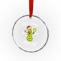 Funny Christmas Pickleball Crystal Glass Ornament Eat Dink And Be Merry Snowman - Wonder Print Shop