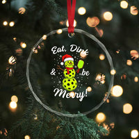 Funny Christmas Pickleball Crystal Glass Ornament Eat Dink And Be Merry Snowman - Wonder Print Shop