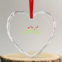 Funny Christmas Pickleball Heartbeat Santa Hat Heart Crystal Glass Ornament - Wonder Print Shop