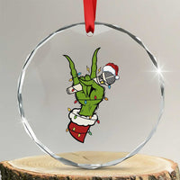 Funny Christmas Rock Crystal Glass Ornament Rock Green Hand Style Xmas TS14