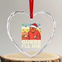 Funny Christmas Rpg Gamer Heart Crystal Glass Ornament Guess l Will Die Retro Dice Santa Hat - Wonder Print Shop