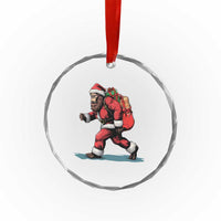 Funny Christmas Santa Bigfoot Crystal Glass Ornament Xmas Sasquatch TS11