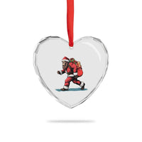 Funny Christmas Santa Bigfoot Heart Crystal Glass Ornament Xmas Sasquatch - Wonder Print Shop