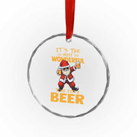 Funny Christmas Santa Claus Drinking Beer Wonderful Time Crystal Glass Ornament TS10