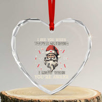Funny Christmas Santa Doctor Medical Heart Crystal Glass Ornament I See You When You're Sleeping I Know When You're Awake - Wonder Print Shop