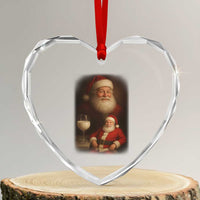 Funny Christmas Santa Drinking Milk Dank Meme Heart Crystal Glass Ornament - Wonder Print Shop