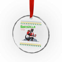 Funny Christmas Santa Godzilla Crystal Glass Ornament You Better Watch Out Santazilla Is Coming To Town - Wonder Print Shop