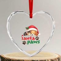 Funny Christmas Santa Paws Dogs And Cats Heart Crystal Glass Ornament - Wonder Print Shop