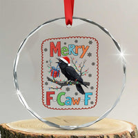 Funny Christmas Santa Raven Crystal Glass Ornament Merry F Caw F Joke Gift TS12