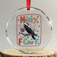 Funny Christmas Santa Raven Crystal Glass Ornament Merry F Caw F Joke Gift - Wonder Print Shop