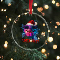 Funny Christmas Santa Shark Xmas Gift Crystal Glass Ornament TS12