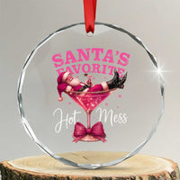 Funny Christmas Santas Favorite Hot Mess Crystal Glass Ornament Xmas Drinking Party - Wonder Print Shop