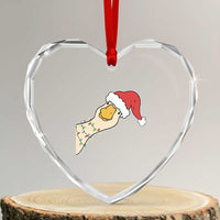 Funny Christmas Silly Goose Festive Holiday Heart Crystal Glass Ornament - Wonder Print Shop