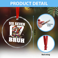 Funny Christmas Six Seven Bruh Crystal Glass Ornament Dabbing Santa - Wonder Print Shop