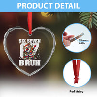 Funny Christmas Six Seven Bruh Heart Crystal Glass Ornament Dabbing Santa - Wonder Print Shop