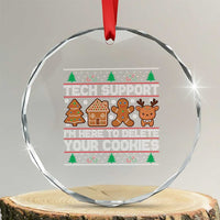 Funny Christmas Tech Support Crystal Glass Ornament Computer Programmer Gift Here To Delete Cookies Ugly Xmas - Wonder Print Shop