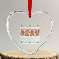 Funny Christmas Tech Support Heart Crystal Glass Ornament Computer Programmer Gift Here To Delete Cookies Ugly Xmas - Wonder Print Shop