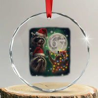 Funny Christmas Three Raccoons 67 Crystal Glass Ornament Trash Panda Moon Howling Six Seven Meme - Wonder Print Shop