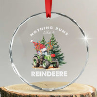Funny Christmas Tractor Crystal Glass Ornament Nothing Runs Like A Reindeere Farmers TS11