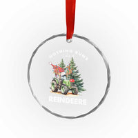Funny Christmas Tractor Crystal Glass Ornament Nothing Runs Like A Reindeere Farmers TS11