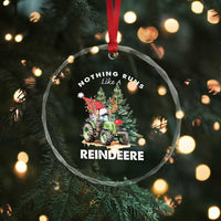 Funny Christmas Tractor Crystal Glass Ornament Nothing Runs Like A Reindeere Farmers TS11