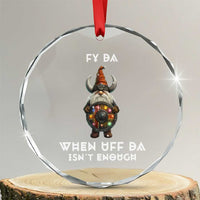 Funny Christmas Viking Gnome Crystal Glass Ornament Fy Da When Uff Da Isn't Enough Norwegian Santa Hat TS11