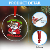 Funny Christmas Weed Crystal Glass Ornament Merryjuanna Christmas Santa Xmas - Wonder Print Shop