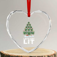 Funny Christmas Weed Heart Crystal Glass Ornament Let's Get Lit Weeds Xmas Tree - Wonder Print Shop