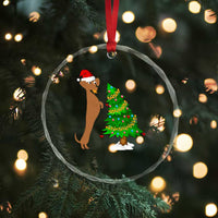 Funny Christmas Wiener Dog Crystal Glass Ornament Decorations Xmas Tree TS11