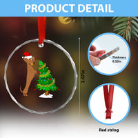Funny Christmas Wiener Dog Crystal Glass Ornament Decorations Xmas Tree TS11