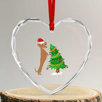 Funny Christmas Wiener Dog Heart Crystal Glass Ornament Decorations Xmas Tree - Wonder Print Shop