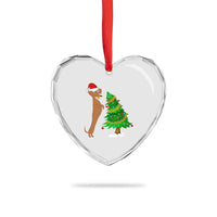 Funny Christmas Wiener Dog Heart Crystal Glass Ornament Decorations Xmas Tree - Wonder Print Shop