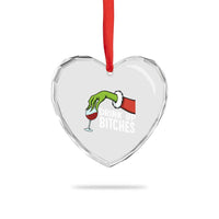 Funny Christmas Wine Heart Crystal Glass Ornament Drink Up Bitches - Wonder Print Shop