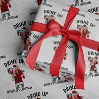 Funny Christmas Wine Wrapping Paper Roll Drink Up Bitches It Is Christmas - Wonder Print Shop