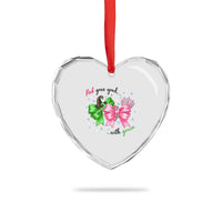 Funny Christmas Witch Pink Goes Good With Green Heart Crystal Glass Ornament - Wonder Print Shop