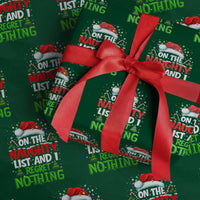 Funny Christmas Wrapping Paper Roll On The Naughty List I Regret Nothing - Wonder Print Shop