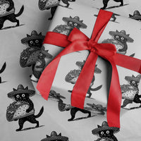 Funny Cinco De Mayo Black Cat With Taco Wrapping Paper Roll Mexican Food Gift