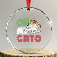 Funny Cinco De Mayo Drunk Cat Crystal Glass Ornament Oh My Gato